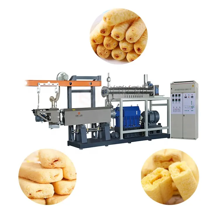 La nueva línea de producción de máquina de fabricación de gránulos de bocadillos inflados con relleno central