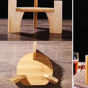 Base de Bambú para Adornos, Soporte Elevador para Botellas de Vino, Base Redonda para Jarrones, Soporte para Cubos de Vidrio, Multiusos, Resistente a la Humedad - Product Image 4