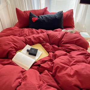 Juego <span class=keywords><strong>de</strong></span> Ropa <span class=keywords><strong>de</strong></span> <span class=keywords><strong>Cama</strong></span> <span class=keywords><strong>de</strong></span> Cuatro Piezas <span class=keywords><strong>de</strong></span> Algodón Lavado 100% <span class=keywords><strong>de</strong></span> Color Liso, Venta al por Mayor <span class=keywords><strong>de</strong></span> Fábrica - Product Image 2