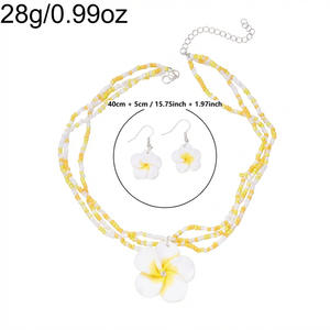 Conjunto <span class=keywords><strong>de</strong></span> Joyería con Cuentas <span class=keywords><strong>de</strong></span> Flor <span class=keywords><strong>de</strong></span> <span class=keywords><strong>Plumeria</strong></span> Tropical, Collar <span class=keywords><strong>de</strong></span> Varias Capas con Cuentas <span class=keywords><strong>de</strong></span> <span class=keywords><strong>Semillas</strong></span> y Pendientes Colgantes para Mujer, para la Playa en Verano - Product Image 6
