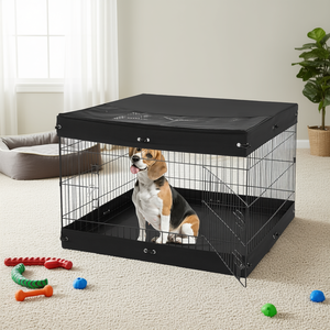 Recinto pieghevole in metallo per cani 24 x 36 pollici con tappetino inferiore e copertura superiore per esercizio e addestramento - Product Image 2