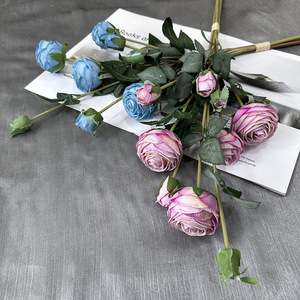 Bouquet de roses artificielles en soie Meiyu Craft Flowers, 9 têtes, perles simulées, décoration de mariage, décoration de la maison - Product Image 4