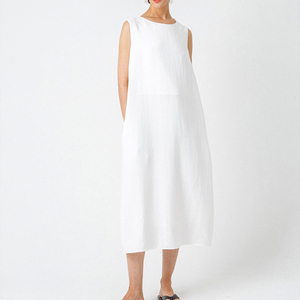 Produttore personalizzato donna Casual Maxi abito in cotone di lino senza maniche supporto personalizzato <span class=keywords><strong>50</strong></span> colori per la scelta del vestito di abbigliamento in lino - Product Image 1