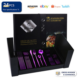 Pei Jiale Stainless Steel Cutlery Set 24Pcs Polished Durable <b>Gift</b> <b>Box</b> For Dining - Product Image 1