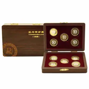 Деревянная коробка для хранения памятных монет с индивидуальным рисунком, коробка для демонстрации монет, деревянная коробка для сбора монет