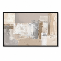 Peinture murale abstraite neutre douce sur toile, blocs de couleur beige et gris, peinte à la main, taille personnalisée, décoration moderne de luxe pour hôtel