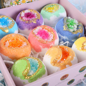 Bombes de sel de bain de géode de cristal arc-en-ciel biologique de luxe bombes de bain Bubble Fizz avec parfum Home Spa boules de bombe de bain de sel moussant - Product Image 4