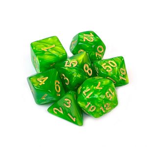 Juego de Dados Metálicos Personalizados para Juegos de Rol, Diseño de Perlas Amarillo Verde, 7 Piezas, Poliédricos, para Regalo - Product Image 4