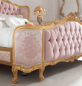 Новейшая деревянная кровать размера «King-Size» с тканевым изголовьем, мебель для спальни - Product Image 5