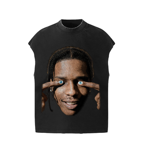Gilet Vintage Americano <span class=keywords><strong>Cactus</strong></span> <span class=keywords><strong>Jack</strong></span> di Alta Qualità, Moda Hip Hop Streetwear, Gilet Oversize Nero Effetto Lavaggio Acido, T-shirt Casual per Uomo - Product Image 3