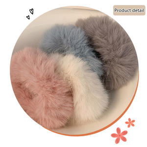 Toptan yeni Trend sonbahar kış bulanık kürk katı şeker renk saç Scrunchies yumuşak taklit kürk güçlü elastik saç bağları halat kızlar - Product Image 3