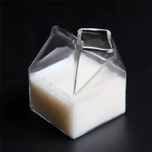 250毫升日式工厂创意设计家居可爱饮用玻璃器皿手工透明牛奶盒杯