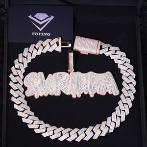 Pendentif en argent véritable avec lettre/diamant Moissanite VVS plaqué or 18 carats, design professionnel personnalisé, bijoux hip-hop - Product Image 2