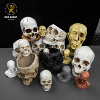 Mangkuk Tengkorak Halloween dari Resin, Pot Bunga Berbentuk Tengkorak, Wadah Permen untuk Dekorasi Meja Rumah atau Kantor