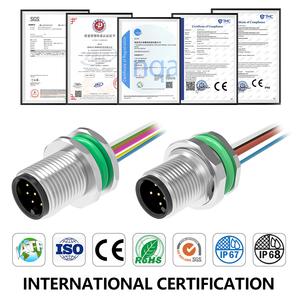 M12 2-17 Pin ô tô IP67 Bảng điều khiển không thấm nước gắn kết nối ổ cắm phía trước gắn chặt nam nữ hàn Litz dây 2A - Product Image 6