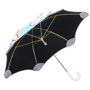 안전 반사 멋진 디자인 아이 우산 UV 보호 어린이 스틱 우산 만화 패턴