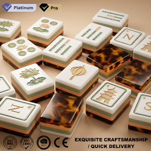 Ensemble de Mahjong Américain de Luxe en Gros, Motif Léopard Blanc <span class=keywords><strong>Lotus</strong></span>, avec Tuiles en Acrylique, Fournitures Professionnelles pour Table de Jeu - Product Image 1