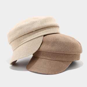 Female Summer Shade Sun Protection Korean <strong>Navy</strong> Hat Breathable Straw Flat Beret <strong>Baseball</strong> <strong>Cap</strong> - Product Image 3