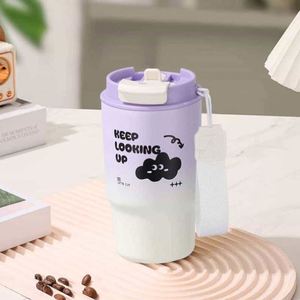 Stainless Steel Insulated Water Bottle With Pop-Up Lid Portable Thermal Bottle <b>Large</b> Capacity Food Grade Travel Mug - Product Image 3