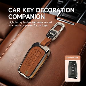 Magicocase – Étui de clé de voiture personnalisé en alliage de zinc et cuir avec porte-clés, coque de télécommande pour Toyota Sienna et Camry - Product Image 2
