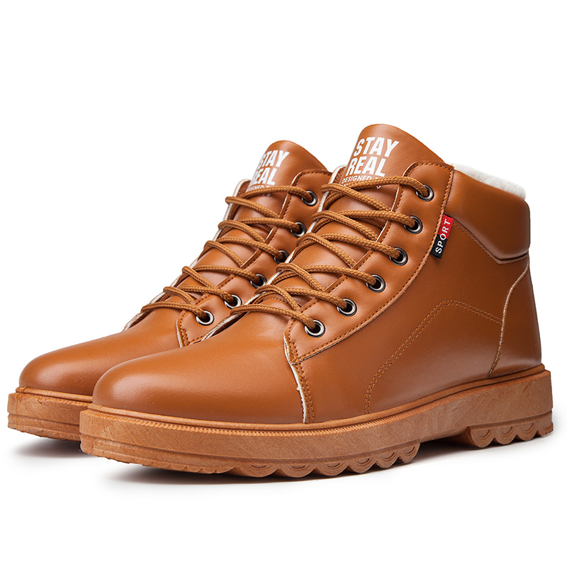 Новинка 2020, ботинки с бархатной подкладкой, Теплая мужская обувь, Корейская версия, трендовые мужские кожаные ботинки, повседневные мужские ботинки, оптовая продажа