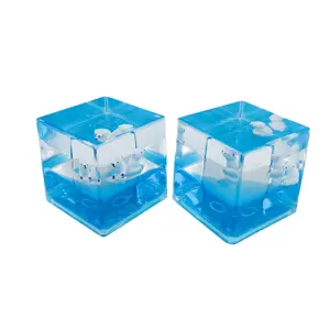 Waving liquid oil paperweight crystal cube acrylic paper weight with floater