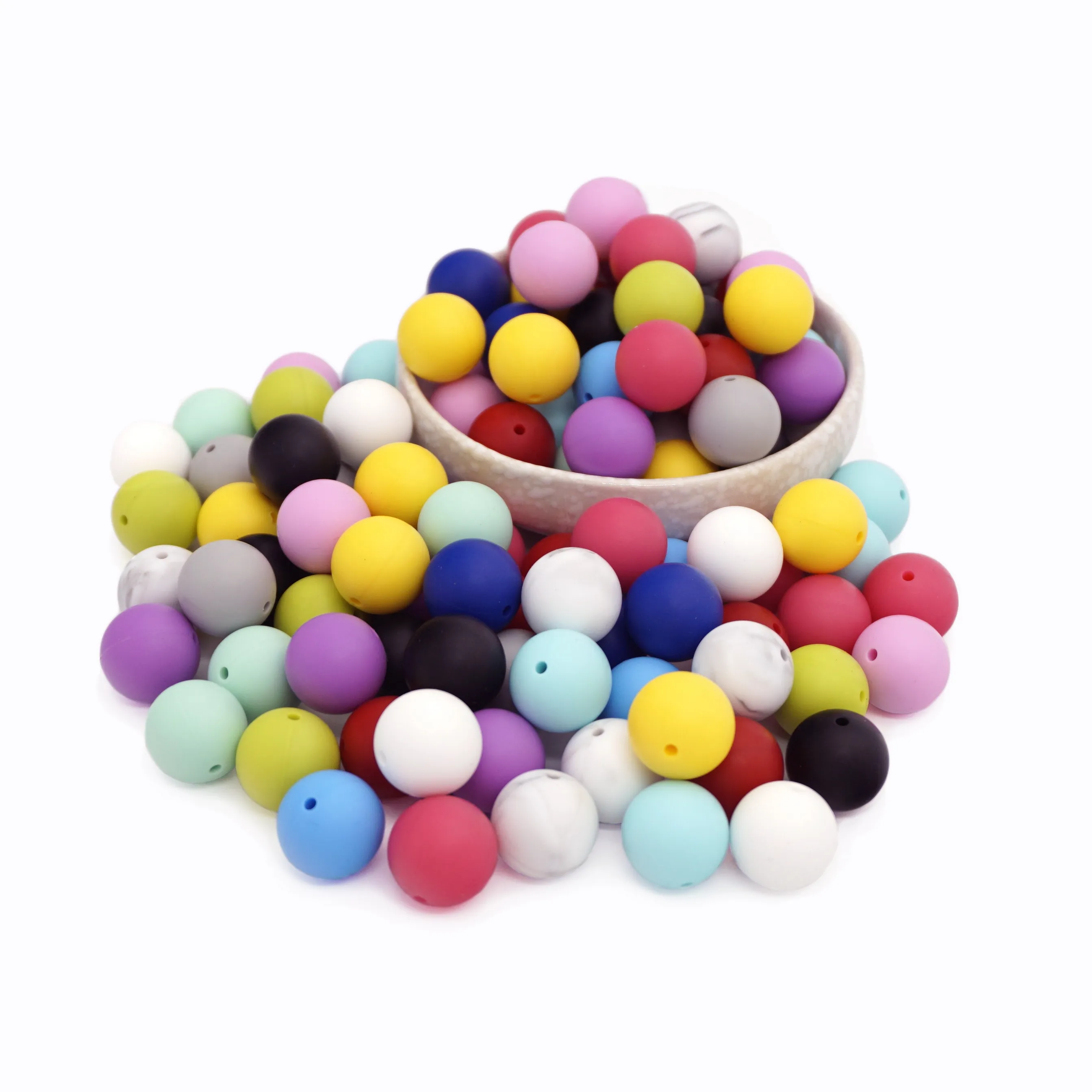 Wholesale Food Grade Round Silicone Baby Teething Beads Loose Soft Chew Silicone Beads DIY Necklace Accessory for Jewelry