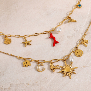 J & D 5 cái mỗi túi 18K PVD thép không gỉ không thấm nước voi con chuồn chuồn Giày Trăng Sao Hoa dừa cọ chéo tự làm quyến rũ - Product Image 3