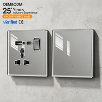 Interrupteur mural en verre moderne de luxe KSQ Factory Direct 20A USB-C pour projets résidentiels, bureaux et hôtels