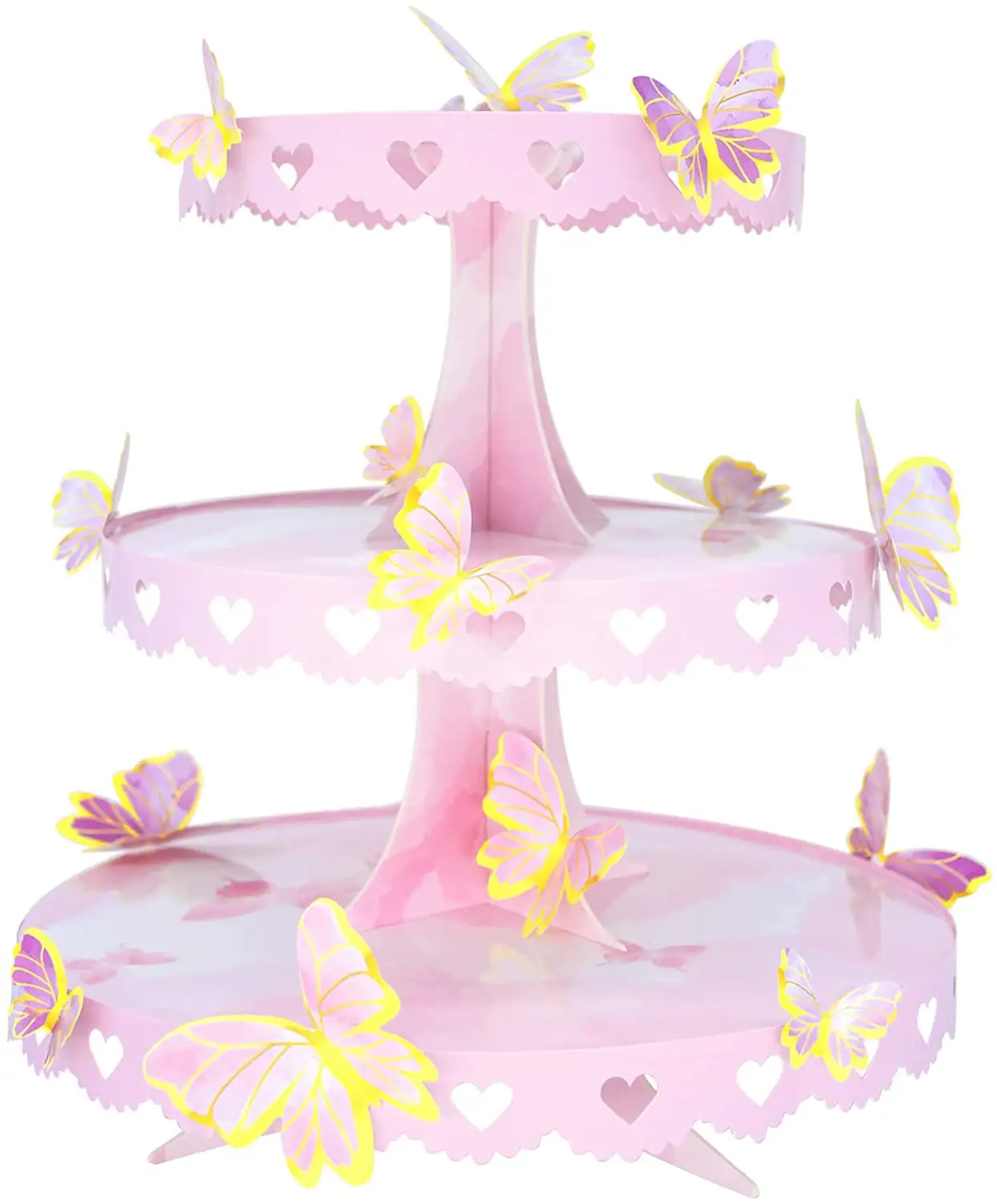 Butterfly Cupcake Stand Birthday Party Supplies DIY Pink Cake Stand Display for Party Birthday Baby Shower Wedding