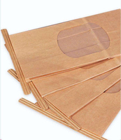 Sac de boulangerie en papier kraft brun écologique imprimé sur mesure avec poignées plates et fenêtre, pochette d'emballage pour pain de qualité alimentaire pour boulangerie