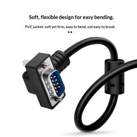 Cable de Extensión en Ángulo para Puerto Serie RS232 DB9, Conector de 9 Pines Macho-Hembra, Chapado en Níquel y Oro