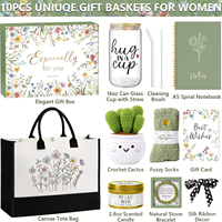 Coffret Cadeau de Soins Personnels pour Femmes Modernes - Anniversaire/Noël, Bouquet de Vœux de Guérison, Paniers en Toile de Coton Imprimée Numériquement
