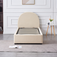 Tête de lit en forme d'arc semi-circulaire douce et élégante pour enfants plate-forme de lit simple boucle crème rembourrage lit de rangement queen king size