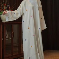 Abaya ouverte pour femmes modestes, best-seller, avec broderie en forme de cœur, robe musulmane pour femmes