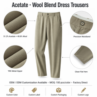 Pantalon de Costume Homme en Mélange de Laine Premium Coupe Droite Décontracté Chic Anti-Plis pour Bureau Formel Personnalisable OEM/ODM