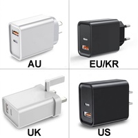 Chargeur rapide GaN HNT 45W avec prise UK/KR/EU/US/AU, adaptateur secteur de voyage ultra-compact double port Type-C PD 40W et USB-A QC 30W