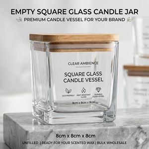 10 oz <strong>Square</strong> <strong>Candle</strong> Jars with Bamboo Lids Thickened High Transparency Glass, <strong>Candle</strong> Making Containers for Private Label - Product Image 2