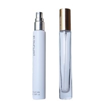 Flacon pulvérisateur vide de 10 ml (1/3 oz) avec pompe, flacon de parfum transparent de 10 ml, flacon en verre à paroi épaisse, long et fin, rond/carré, flacon d'arôme en verre