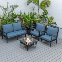 Ensemble de canapés modernes de luxe en aluminium avec table de foyer pour l'extérieur, patio, jardin, hôtels, villas, restaurants, parcs
