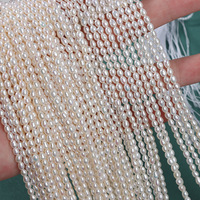 Perles en forme de riz de 3 mm pour la bijouterie, perles en vrac, perles d'eau douce, brins de perles d'eau douce naturelles, petits brins de perles d'eau douce en vrac