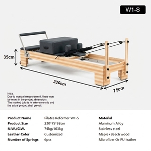 GRASSFIT Cama de Pilates con Estructura de Madera de <span class=keywords><strong>Arce</strong></span> y Haya Empalmada, Máquina Reformer de Pilates Profesional de Madera Maciza para Uso Comercial - Product Image 2