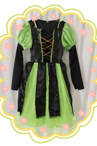 Vestido <span class=keywords><strong>de</strong></span> Princesa Personalizable con Logotipo, Empaque y Patrón Personalizados, Disfraz <span class=keywords><strong>de</strong></span> Carnaval Negro y Verde para Niñas - Product Image 2