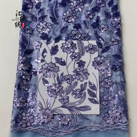 Tissu en dentelle de luxe en gros avec broderie florale, perles et sequins, en tulle français, dentelle nigériane pour robe de mariée et robe de soirée