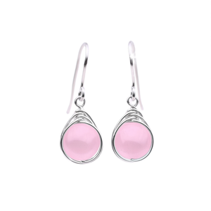 Orecchini pendenti con perle finte rosa per donna, grazioso design a goccia d'acqua, montatura a castone, gioielli in lega, regalo E2832 - Product Image 1
