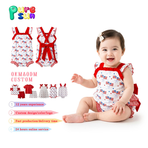 Puresun - Body de Niña con Bordado Estilo Americano <span class=keywords><strong>para</strong></span> el 4 de Julio, con Lazo, Ropa Infantil con Estampado Personalizado, Pelele de Verano <span class=keywords><strong>para</strong></span> Bebé - Product Image 2