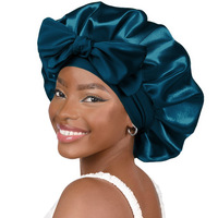 Bonnet en satin long et large avec logo personnalisé, bande élastique, bonnet de nuit pour tresses, bonnet en soie pour cheveux, bonnets de salle de bain