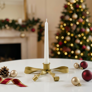 Support de bougie en métal doré en gros avec ruban décoratif pour la décoration de Noël à la maison - Product Image 5