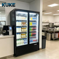 Réfrigérateur vertical grande capacité pour boissons, vitrine à 4 portes vitrées, compresseur écoénergétique, congélateur ouvert