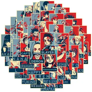 الرسوم المتحركة أنيمي ملصقات الزخرفية ، مزيج ملصق نمط ، الكتابة على الجدران ملصقات الزخرفية ، القاتل شيطان ، هنتر ، Jujutsu Kaisen ، 50 قطعة